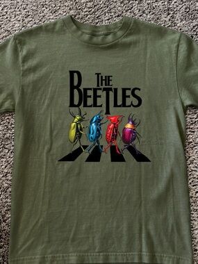 Forest Green "The Beetles" Short Sleeve Tee with Multicolor Beetle Graphic